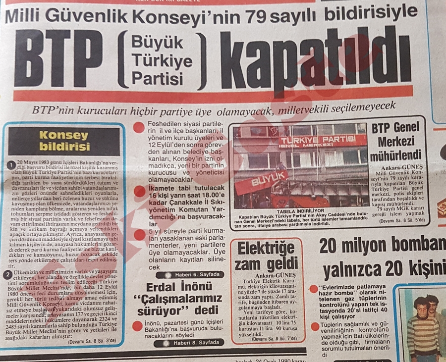 Büyük Türkiye Partisi (BTP) kapatıldı | Eski Gaste