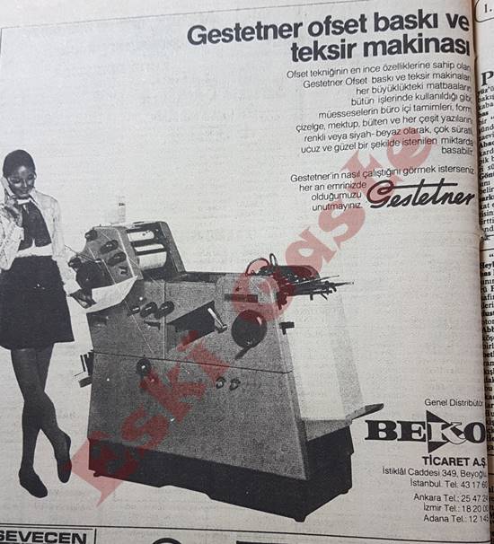 Gestetner Reklamı - Eski Reklamlar
