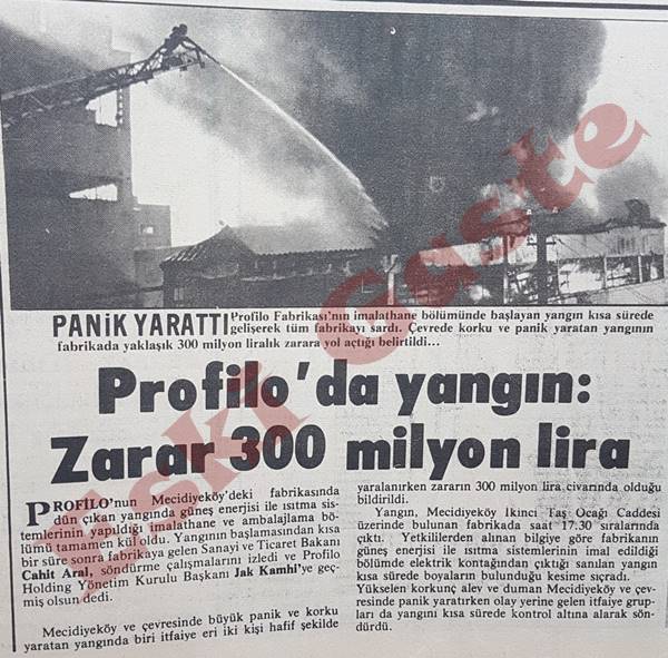 Profilo’da yangın: Zarar 300 milyon lira
