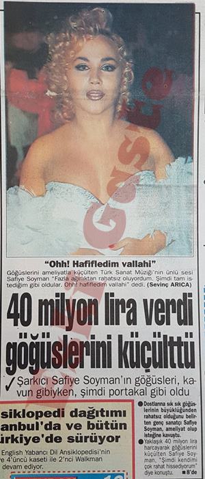 Safiye Soyman 40 milyon lira verdi göğüslerini küçülttü