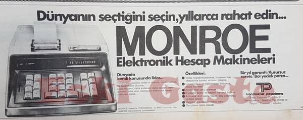 Monroe elektronik hesap makineleri reklamı