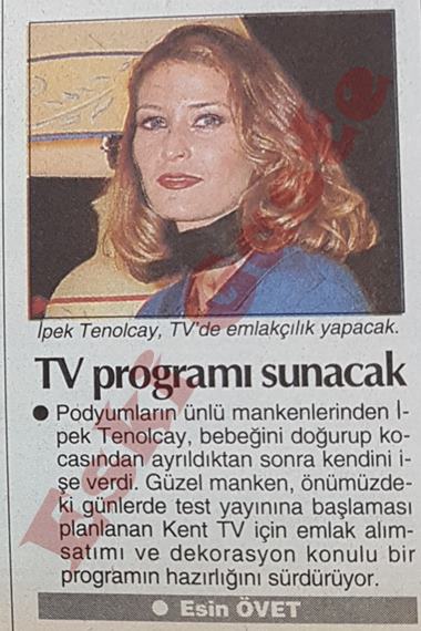 İpek Tenolcay TV programı sunacak