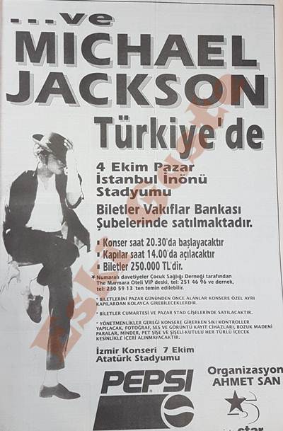 Michael Jackson İstanbul Konseri reklamı
