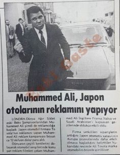 Muhammed Ali, Japon otolarının reklamını yapıyor