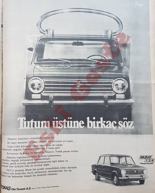 1973 yılından Murat 124 reklamı
