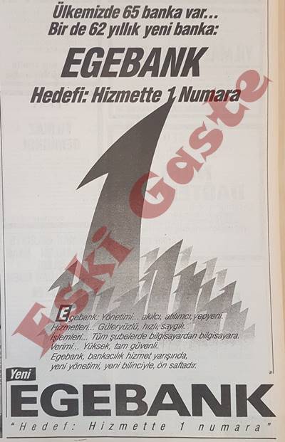 1990 yılından Egebank reklamı