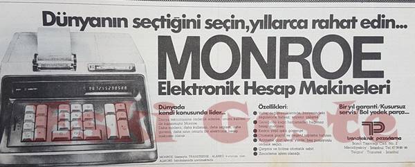 Monroe Hesap Makinesi - Eski Reklamlar