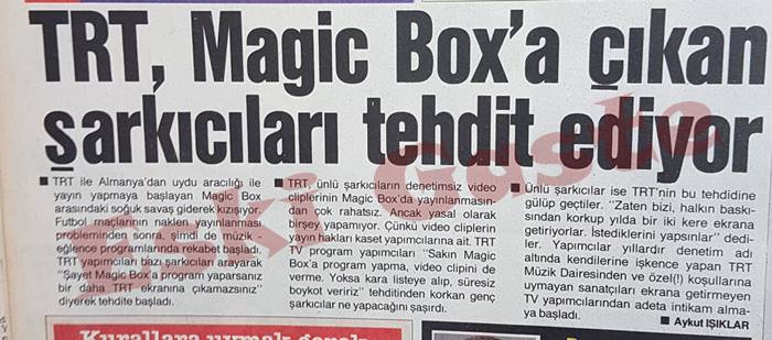 TRT Magic Box’a çıkan şarkıcıları tehdit ediyor