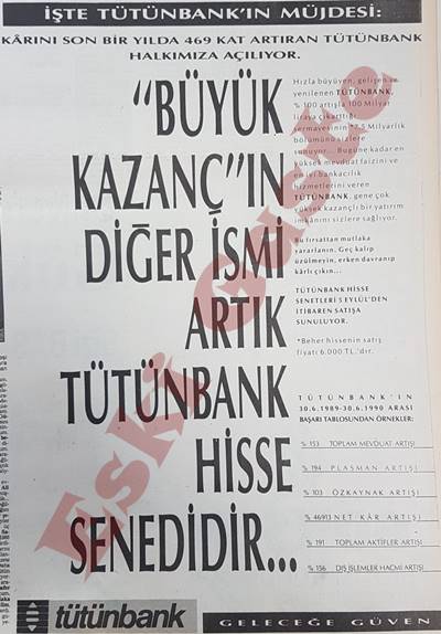 1990 yılından Tütünbank reklamı