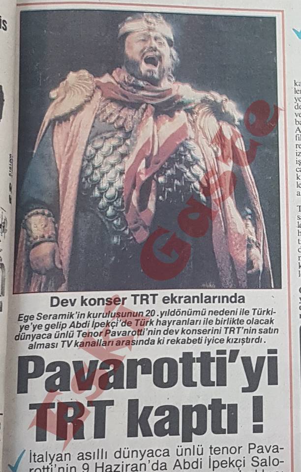 Pavarotti İstanbul Konseri TRT’de