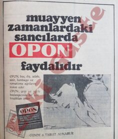 1970 Yılından Opon Reklamı / Eski Reklamlar