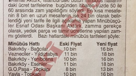İstanbul Minibüs Fiyatları